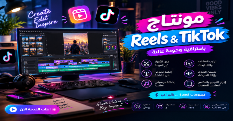 مونتاج فيديوهات Reels وTikTok بإحترافية
